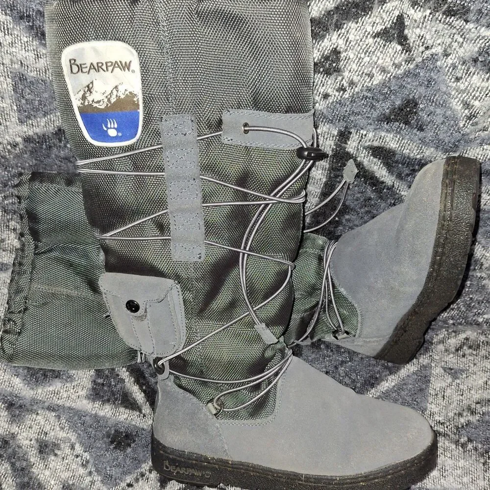 Rare Bearpaw Size 7 1277W - Boreal Tall Winter Boots Wool Blend Lining Sheepskin